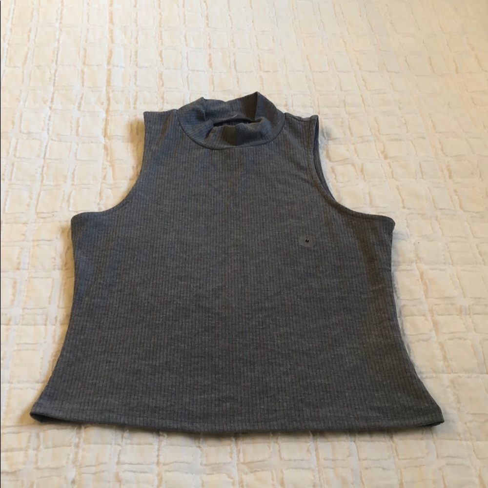Grey sleeveless turtle neck